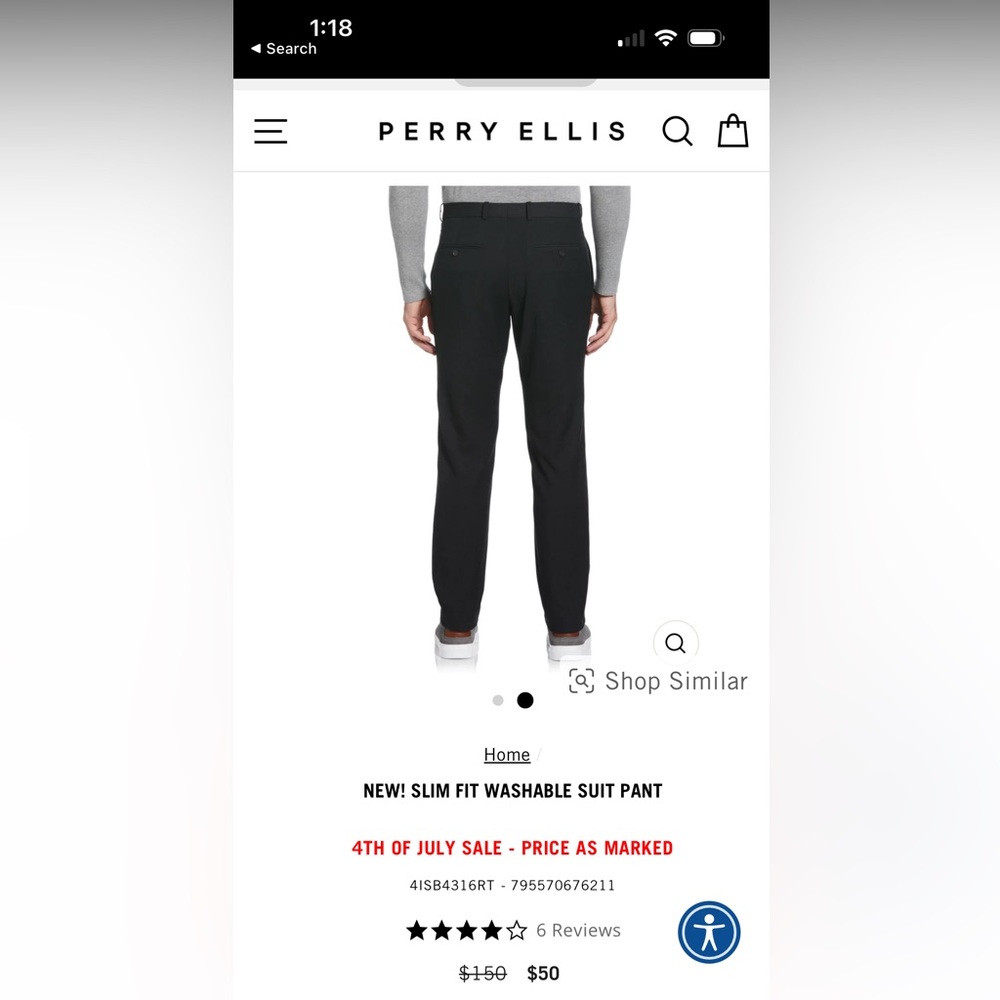 Slim fit washable suit pants